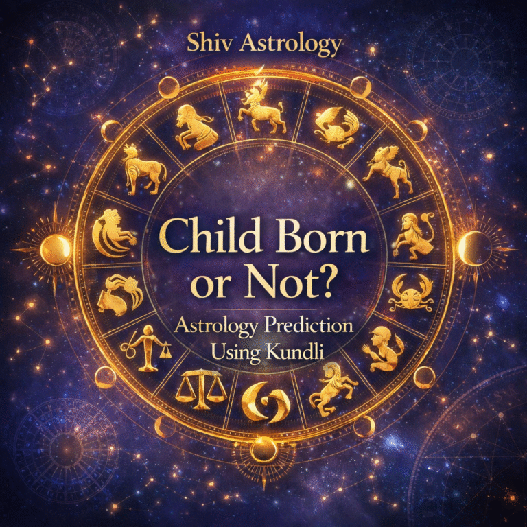 5th house, Jupiter, and dashas indicate childbirth, delay, or remedies in astrology.